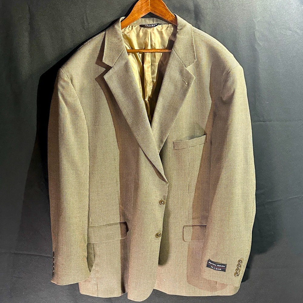 Jos. A. Bank Beige Houndstooth Men's Blazer 100% Wool
